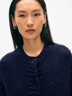 Discount White + Warren alpaca blend cardigan Navy