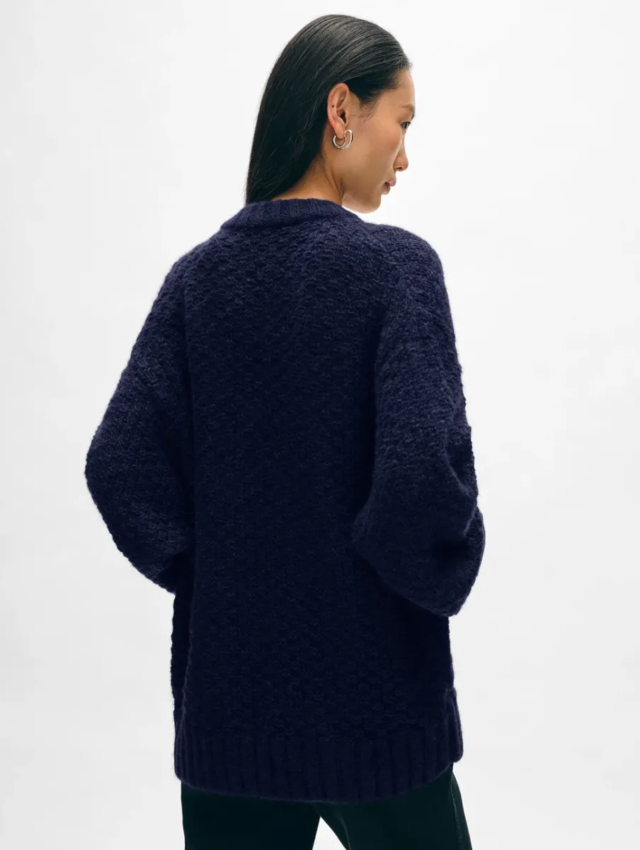 Discount White + Warren alpaca blend cardigan Navy