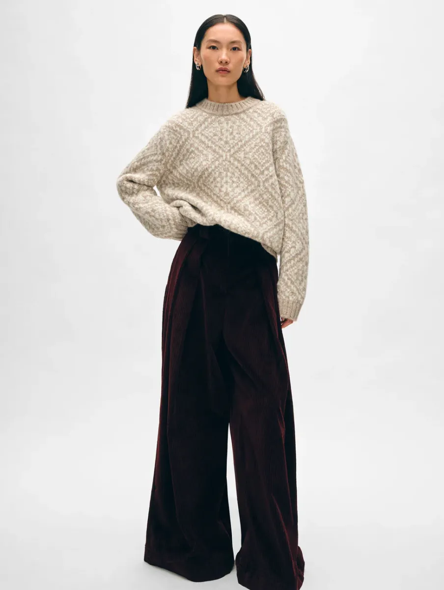 Online White + Warren alpaca blend nordic crewneck OatStraw/ivory