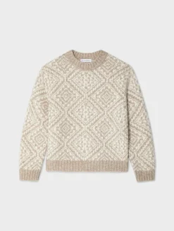Online White + Warren alpaca blend nordic crewneck OatStraw/ivory