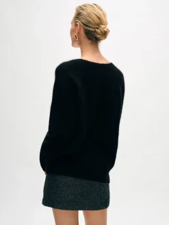 Sale White + Warren brushed cashmere easy v neck Black