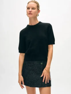 Fashion White + Warren brushed cashmere tee Black
