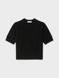 Fashion White + Warren brushed cashmere tee Black