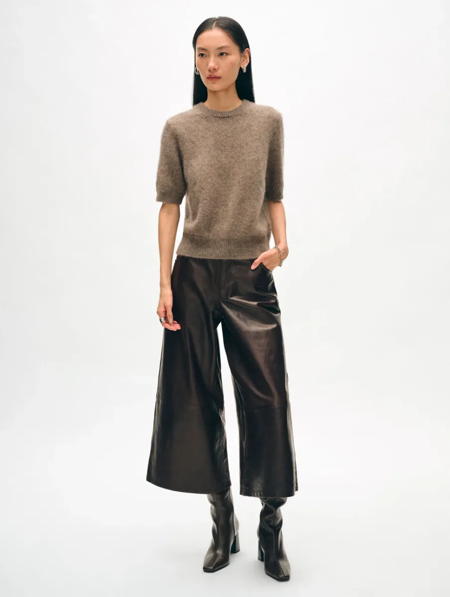 Clearance White + Warren brushed cashmere tee Taupe