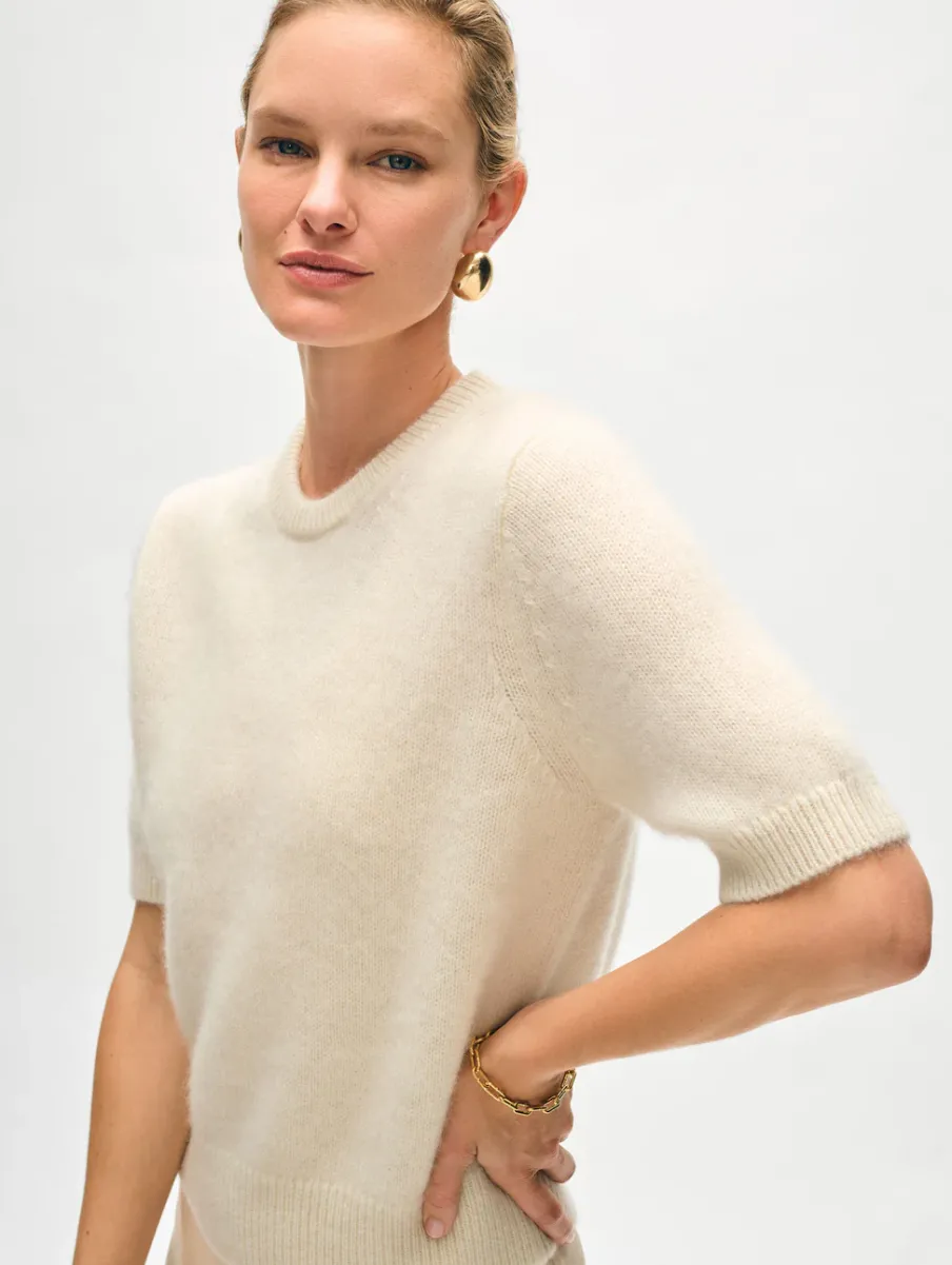 Fashion White + Warren brushed cashmere tee Ivory