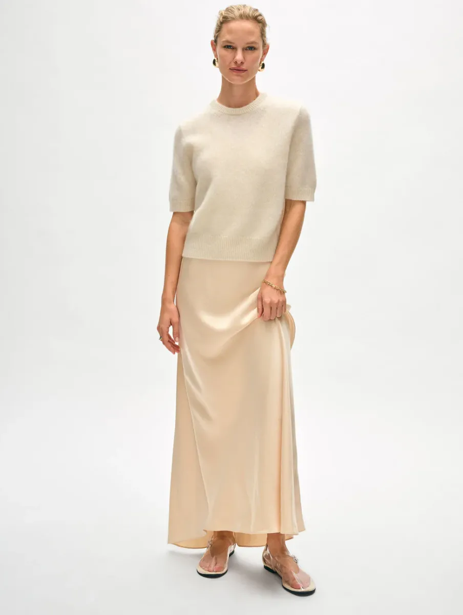 Fashion White + Warren brushed cashmere tee Ivory
