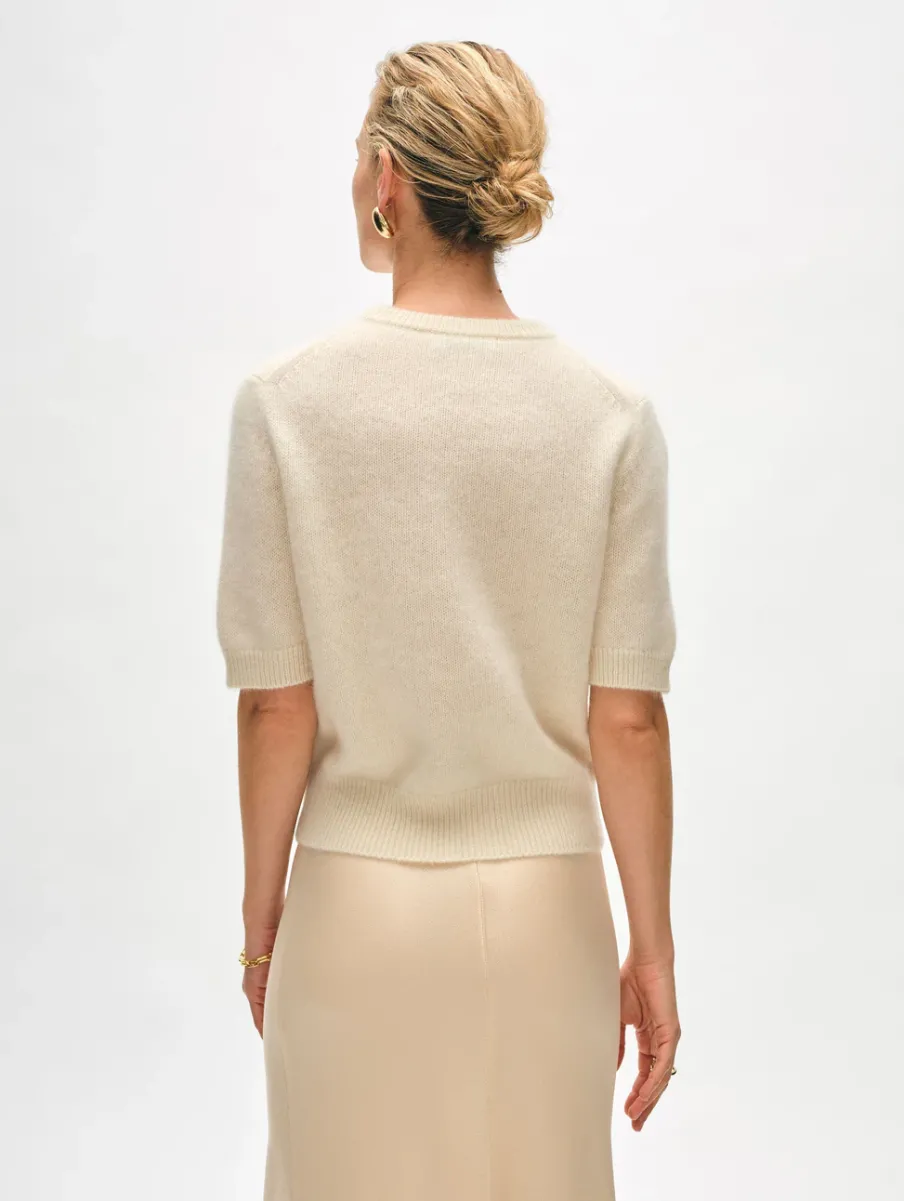 Fashion White + Warren brushed cashmere tee Ivory