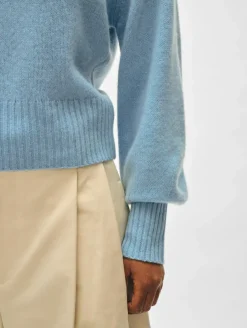 Sale White + Warren cashmere blouson sleeve crewneck SlateBlue