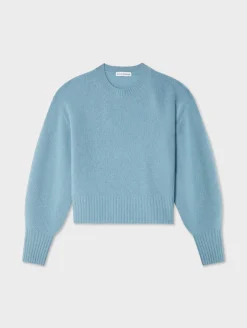 Sale White + Warren cashmere blouson sleeve crewneck SlateBlue
