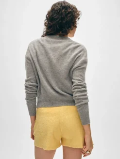Clearance White + Warren cashmere citron crewneck GreyHeatherCombo
