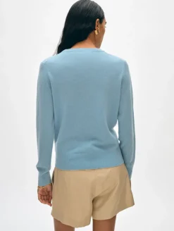 Fashion White + Warren cashmere crewneck SlateBlue
