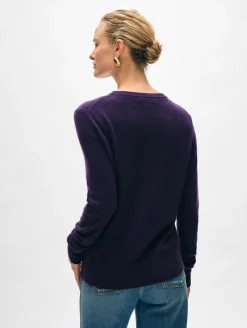 Outlet White + Warren cashmere crewneck MidnightViolet