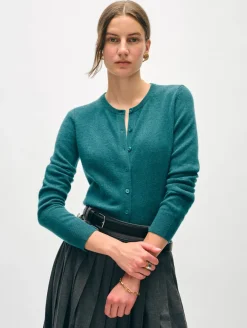 Best White + Warren cashmere crewneck cardigan JadeHeather