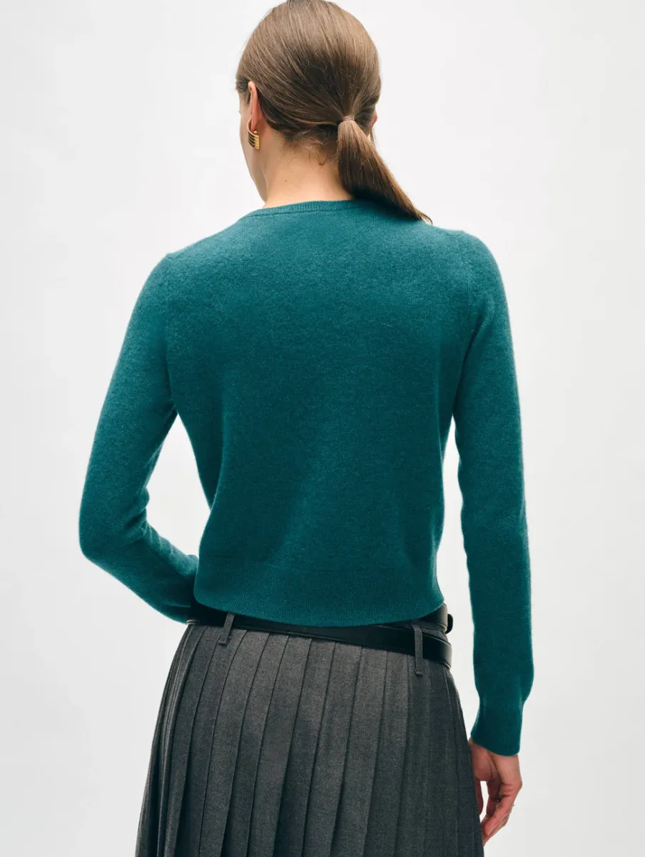 Best White + Warren cashmere crewneck cardigan JadeHeather