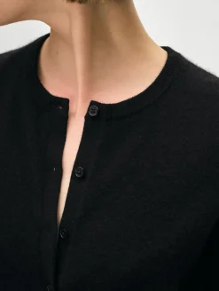 Best White + Warren cashmere crewneck cardigan Black