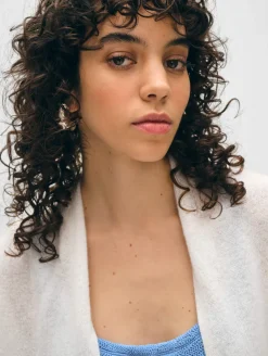 New White + Warren cashmere cropped trapeze cardigan SoftWhite