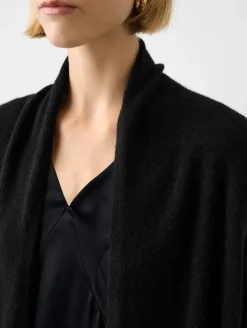 Fashion White + Warren cashmere cropped trapeze cardigan Black