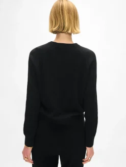 Outlet White + Warren cashmere easy sweatshirt Black