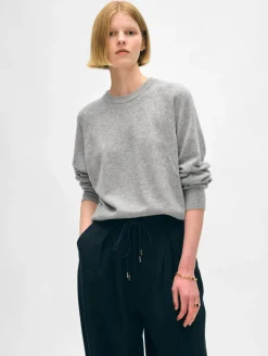 Fashion White + Warren cashmere easy sweatshirt GreyHeather