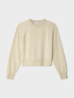 Outlet White + Warren cashmere easy sweatshirt NaturalHeather