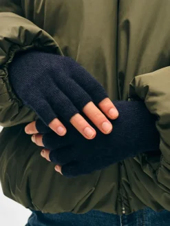 Sale White + Warren cashmere fingerless glove DeepNavy