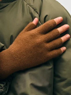Best White + Warren cashmere fingerless glove CedarBrown