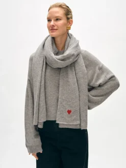 Hot White + Warren cashmere heart travel wrap GreyHeather