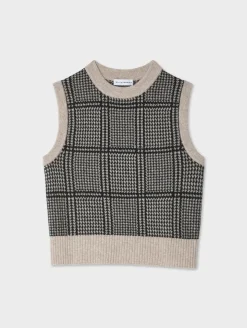 Clearance White + Warren cashmere houndstooth shell Sandwisp/Black