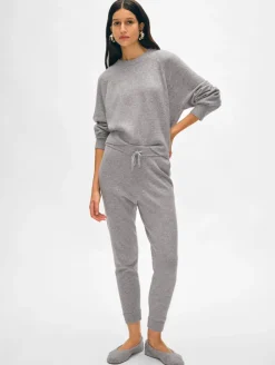 Hot White + Warren cashmere jogger GreyHeather