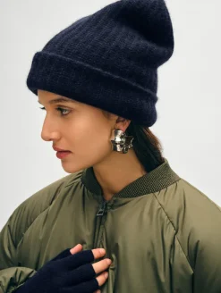 New White + Warren cashmere luxe beanie DeepNavy
