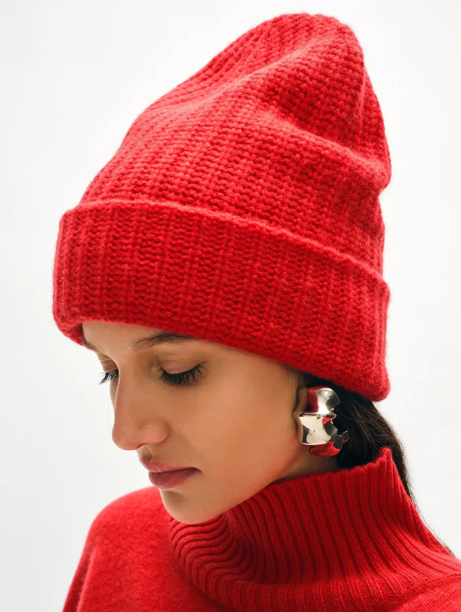 Fashion White + Warren cashmere luxe beanie CarmineRed