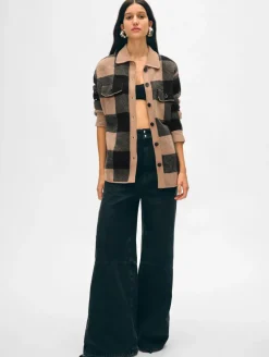 Fashion White + Warren cashmere luxe button down shacket TrueCamel/Black