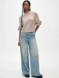 Clearance White + Warren cashmere luxe crewneck NeutralMarl
