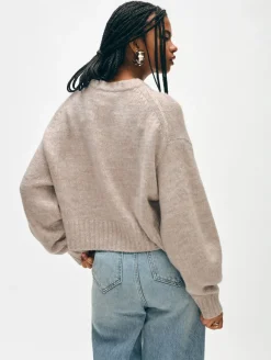 Clearance White + Warren cashmere luxe crewneck NeutralMarl