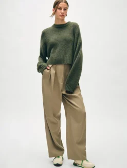 Fashion White + Warren cashmere luxe crewneck GreenMarl