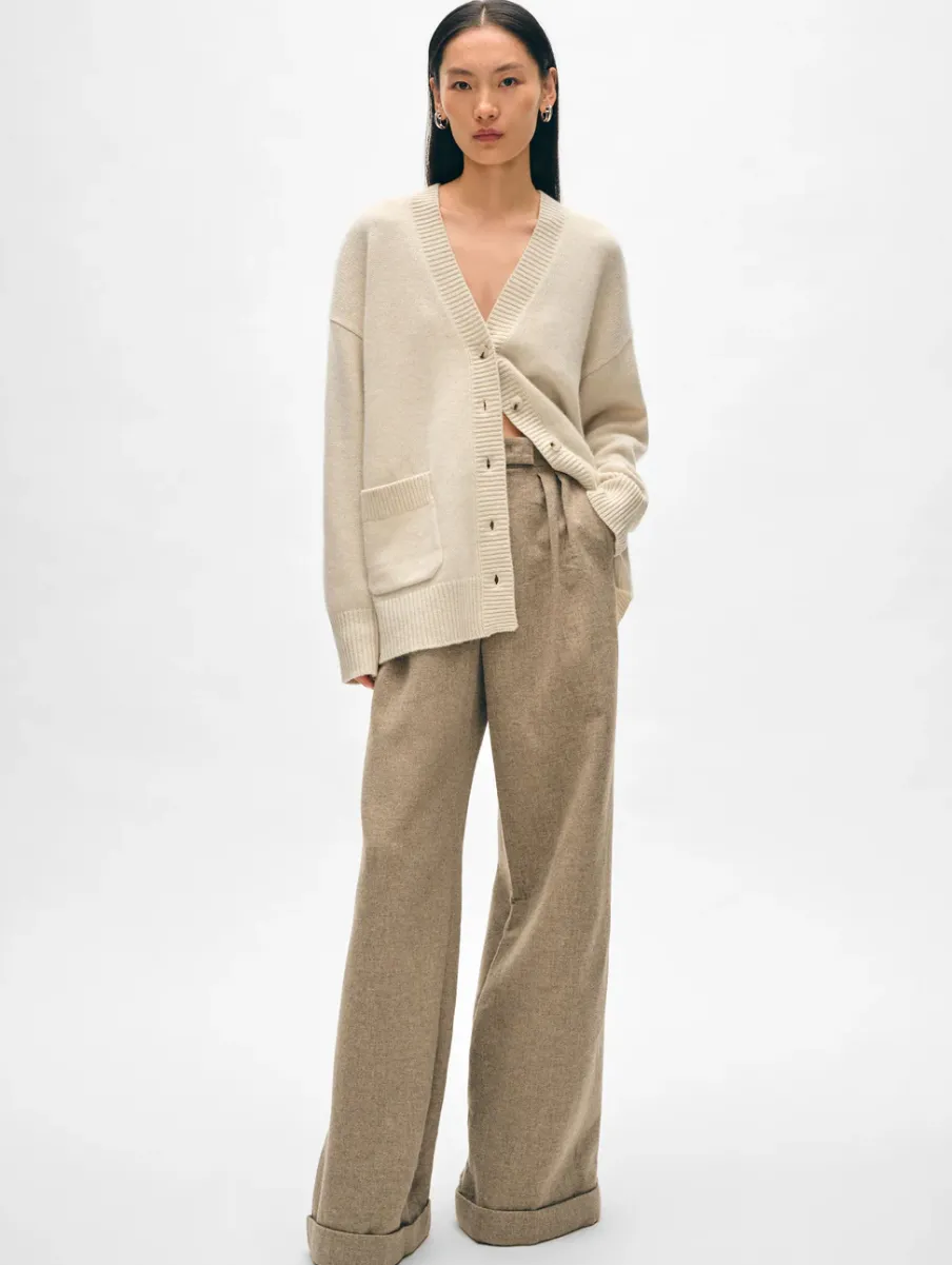 Discount White + Warren cashmere luxe pocket cardigan NaturalHeather