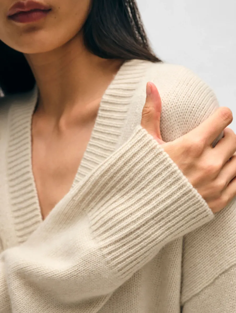 Discount White + Warren cashmere luxe pocket cardigan NaturalHeather
