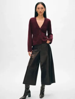 Online White + Warren cashmere luxe waisted cardigan Sangria