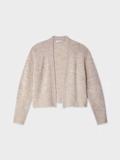 Online White + Warren cashmere marled open cardigan SandwispCombo