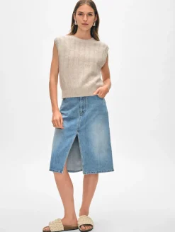 New White + Warren cashmere marled wide ribbed shell SandwispCombo