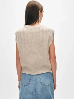 Discount White + Warren cashmere marled wide ribbed shell SandwispCombo