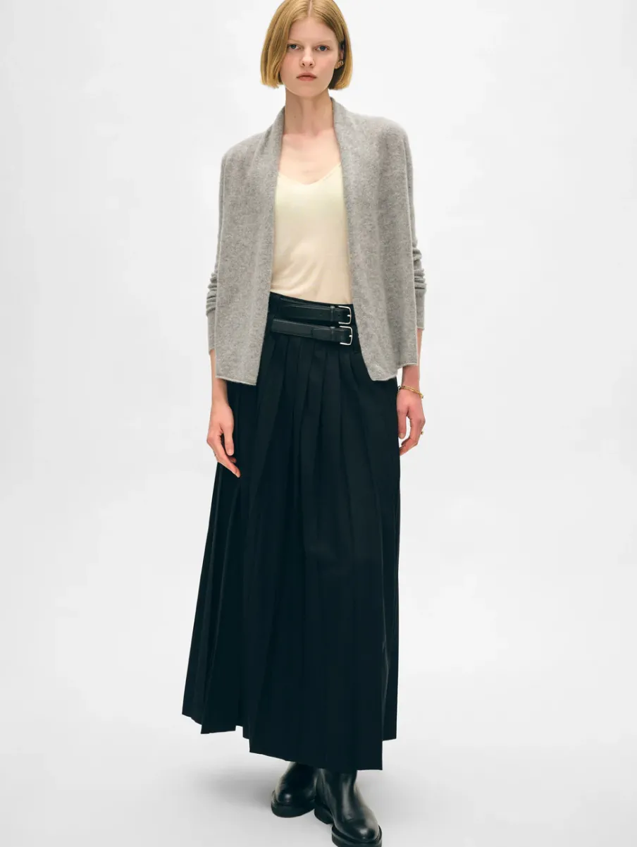 Discount White + Warren cashmere mini trapeze cardigan GreyHeather