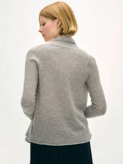 Discount White + Warren cashmere mini trapeze cardigan GreyHeather