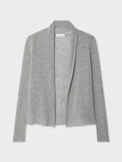 Discount White + Warren cashmere mini trapeze cardigan GreyHeather