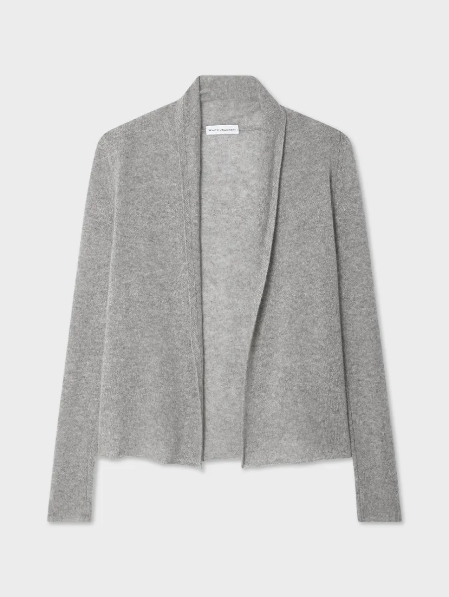 Discount White + Warren cashmere mini trapeze cardigan GreyHeather