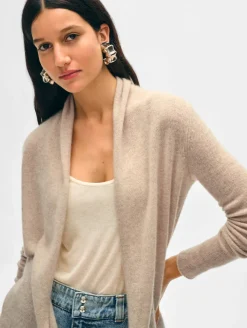 Online White + Warren cashmere mini trapeze cardigan SandWispHeather