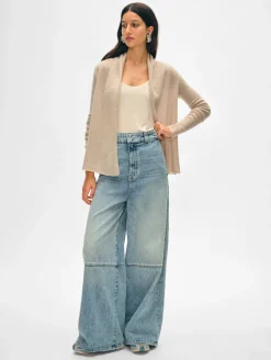 Online White + Warren cashmere mini trapeze cardigan SandWispHeather