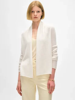 Clearance White + Warren cashmere mini trapeze cardigan SoftWhite