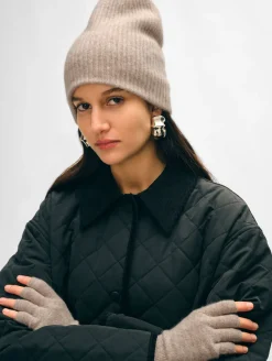 Fashion White + Warren cashmere plush rib beanie SandWispHeather
