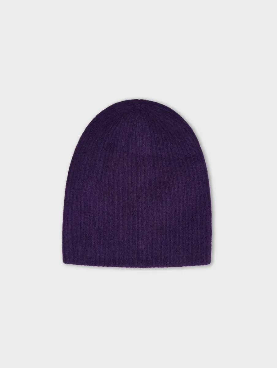 Online White + Warren cashmere plush rib beanie MidnightViolet